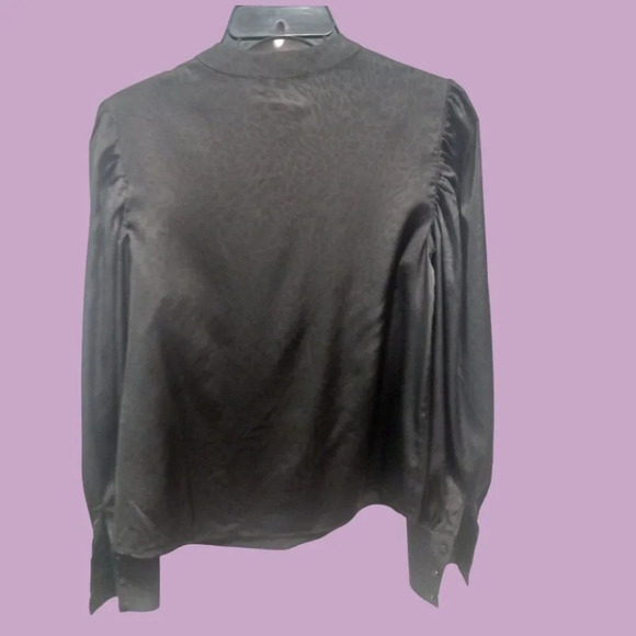 Rachel Zoe Womens Black Satin Long Sleeve Blouse With Rhinestone Buttons XSmall - Picture 2 of 8